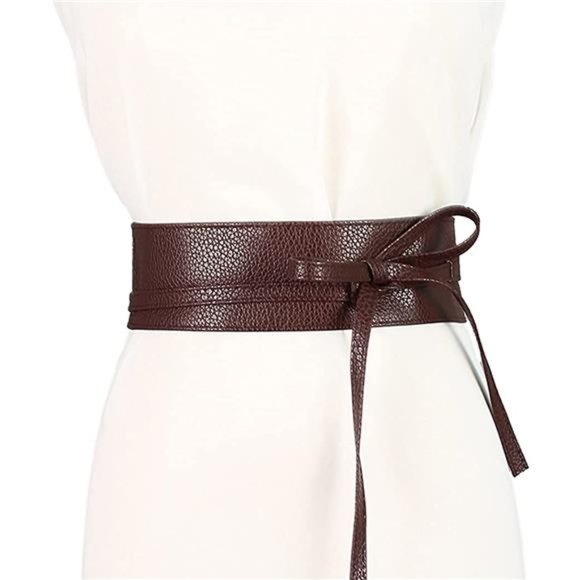 Aabellay PU Leather Corset Cinch Waistband Belt Retro Tied